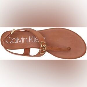 Calvin Klein Ankle Strap Thong Sandals - Size 10